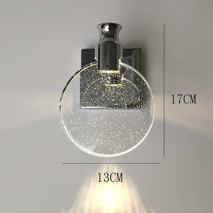 Crystal Wall Light, Silver LED Wall Light, Vintage Round Crystal Lamp for Living Room, Bedroom, Bedside Table, Bathroom, Hallwayl Wal