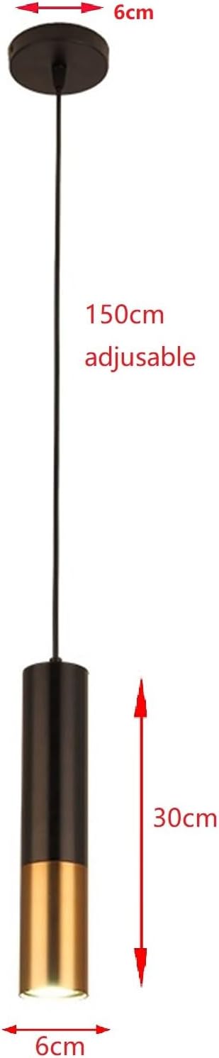GU10 Dia 6CM L30CM Black Gold LED Pendent Light Spotlights Mini Island Pendant Lighting for Kitchen Island Dinning Room,Bedroom,Bar, Matte Black Kitchen Island