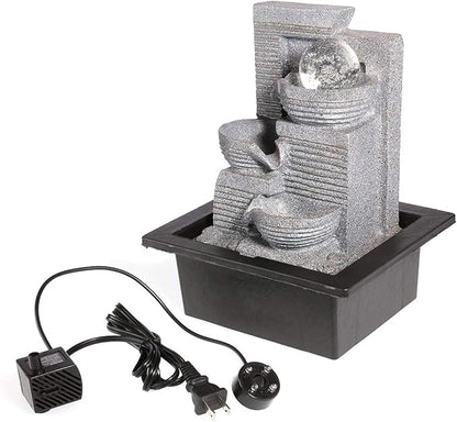 Living White Light LED Indoor Fountain, Living Room Desk Fountain Decoration with Lighting, Resin, 17 x 22 x 25 cm