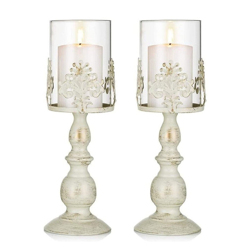 Candle Holders for Pillar Candles Gothic Matte Black Vintage Tall Candle Holders Set of 2 Decorative Large Table Centerpieces Candle Stand Decor (Black 2PCS A)