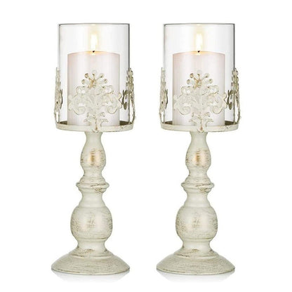 Candle Holders for Pillar Candles Gothic Matte Black Vintage Tall Candle Holders Set of 2 Decorative Large Table Centerpieces Candle Stand Decor (Black 2PCS A)