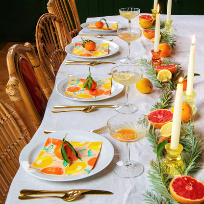 Talking Tables Small Orange Glass Candlestick Holder | Ribbed for Home Décor, Accessories, Halloween Table Decorations, Indoor or Outdoor Dinner Party, Birthday, Wedding